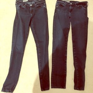 Two pairs of AG navy jeans size 24